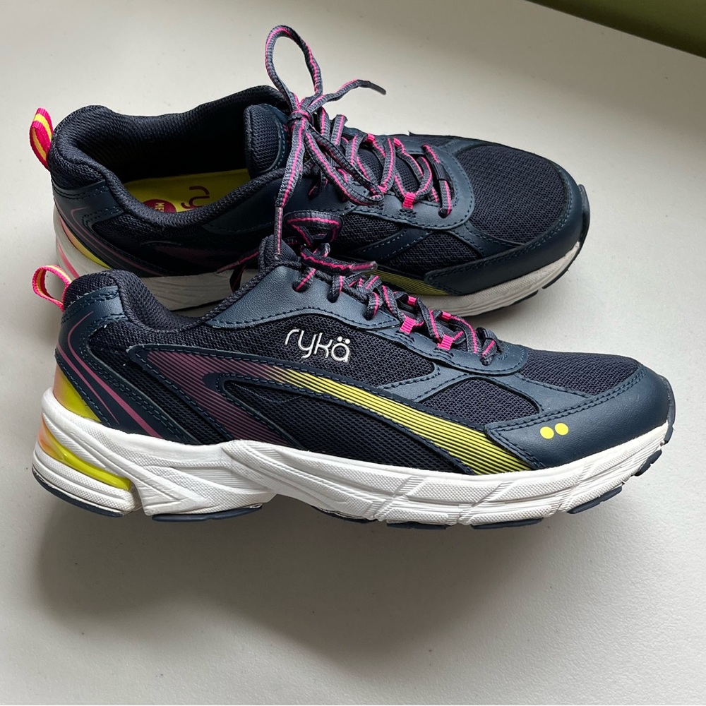 ‼️SOLD‼️ ryka Impress Navy, Yellow & Pink Walking Shoes - Picture 1 of 12